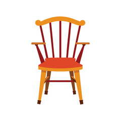 Vector Illustration of a Windsor Chair Furniture Design Isolated on White Background