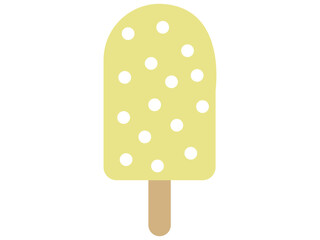 スティック付きの黄色いアイスのかわいいイラスト