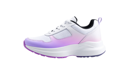 Gradient Sneakers in White, Pink, and Purple – Side Profile on White Background