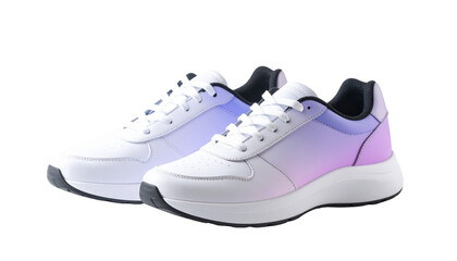 Gradient Sneakers in White, Pink, and Purple &ndash; Side Profile on White Background