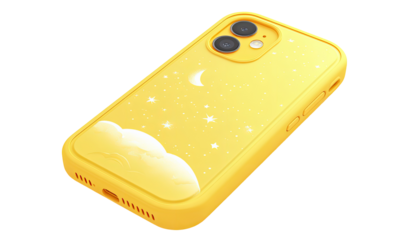 Yellow phone case with night sky design
