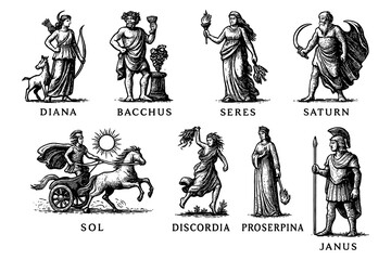 Roman Gods And Goddesses Vintage