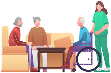 Obraz premium Retirement Home for Elderly Illustration