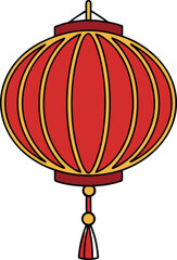 Traditional red chinese lantern with gold accents and tassel