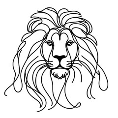 Fototapeta premium Majestic lion face art, a stunning and elegant line drawing of strength and royalty