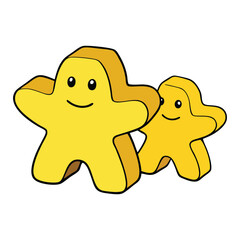 Bright yellow wooden meeples, classic game pieces shaped like little people, adding charm and color to board games while representing players' moves and strategies.
