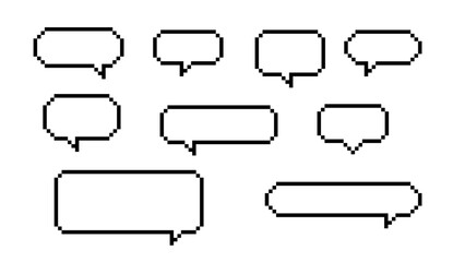 Obraz premium Speech Bubble Pixel Art Vector Set