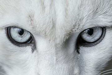 Close-up on a white panther eyes on black 