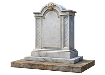 Fototapeta premium white gray, ornate tombstone isolated on a plain isolated on white and transparent background