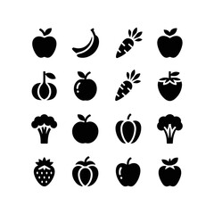 Fresh Produce Array: A minimalist and stylistically clean presentation showcases a diverse array of fresh fruits and vegetables, elegantly rendered in monochromatic simplicity.