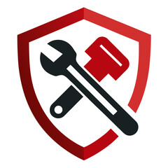 Shield with crossed wrench and hammer icon