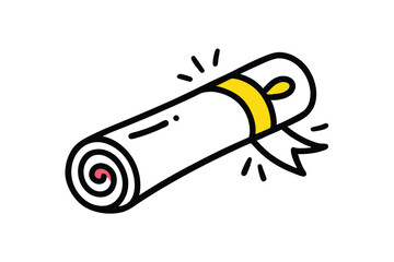 Dog Illustration with Diploma Scroll Doodle Vector Art on White Background