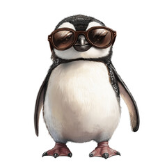 Fototapeta premium Cute Penguin with Shades Isolated on White or Transparent