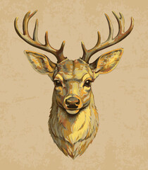 Portrait of a Majestic Stag with Textured Background