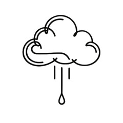 Minimalist cloud with rain drop icon, perfect for weather apps and design projects