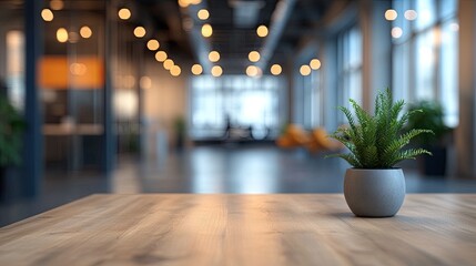 Blurred Modern Office with Workstations and Open Spaces