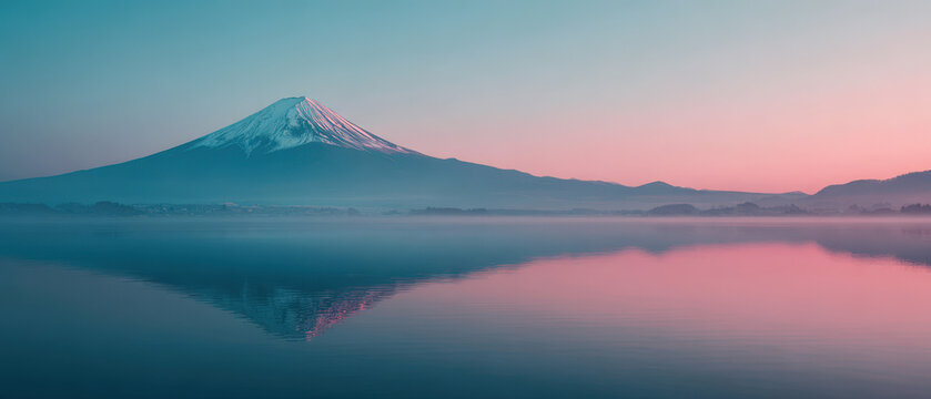 Serene sunrise over mount fuji japan landscape photography tranquil environment aerial view natural beauty