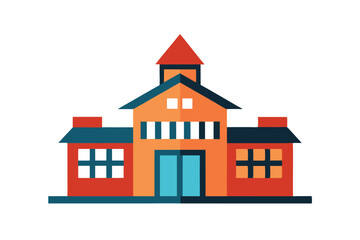 Hand Drawn School Building Illustration with Playful Doodle Style and Vector Elements