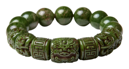 Traditional green jade bracelet artisan market jewelry cultural heritage craftsmanship isolated on transparent background