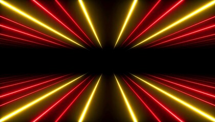 Neon lines converging on black background