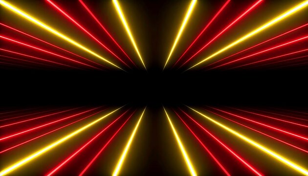 Neon lines converging on black background