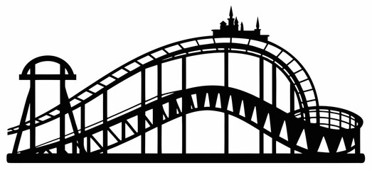 Rollercoaster black silhouette vector,Rollercoaster icon illustration