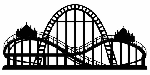 Rollercoaster black silhouette vector,Rollercoaster icon illustration