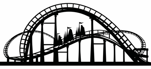 Rollercoaster black silhouette vector,Rollercoaster icon illustration