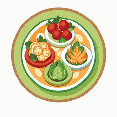 vector illustration of a plate of fruit