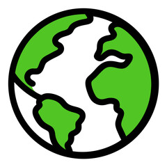 Green Earth Icon – Black Outline Vector for Sustainability and Environmental Projects