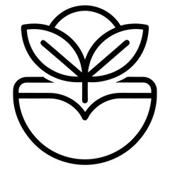 Vegan Food Icon &ndash; Minimal Black Line Vector for Plant-Based and Eco-Friendly Diet