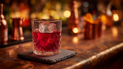 カクテルグラスが際立つ夕暮れの一杯