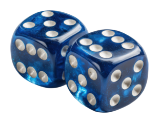 Exciting game night action with blue dice home perspective isolated on transparent background