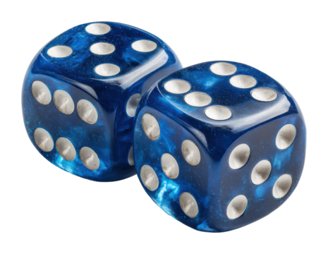 Exciting game night action with blue dice home perspective isolated on transparent background