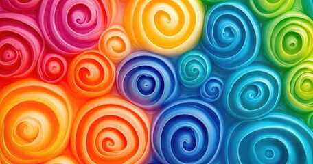 Abstract swirl pattern.  A vibrant array of swirling circles in rainbow colors