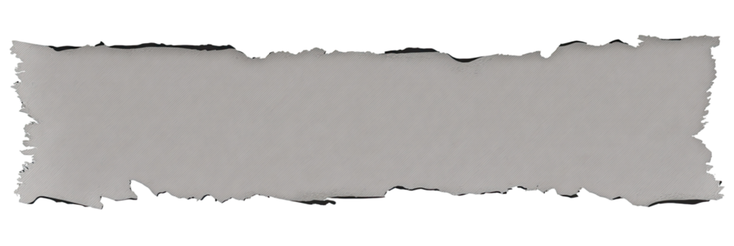 Torn rectangular piece of light gray paper