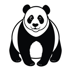 Adorable Panda Silhouette Illustration Perfect for Kids on White Background