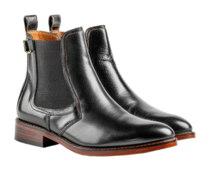 Stylish black chelsea boots fashion store footwear urban environment view modern design isolated on transparent background