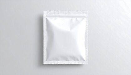 Blank white pouch on light gray background
