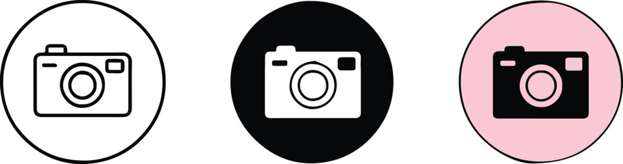 colorful camera icon in black white pink modern photography symbol digital vector element