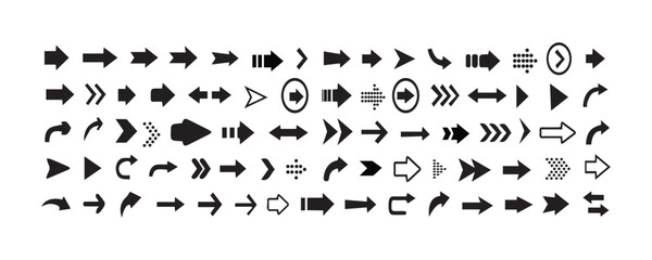 Black arrow vector icon pack.Arrow Icon Set. Pixel Perfect Vector EPS 10 Illustration.