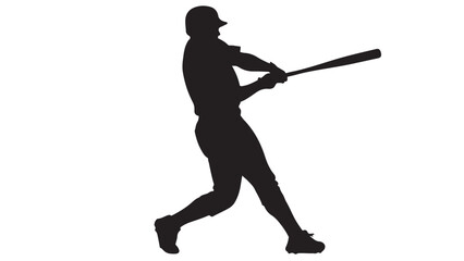 Baseball player silhouette swinging a bat, athletic action vector illustration