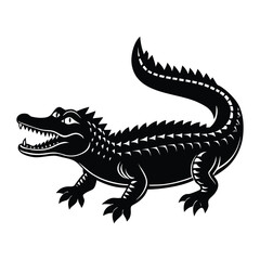 Obraz premium Powerful Alligator Silhouette Vector Illustration Graphic on White Background