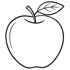 Simple line art of a whole apple with a leaf