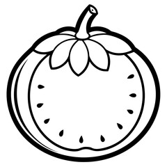 Outline of a mangosteen fruit with crown and inner sections