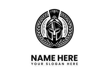 Ornate Spartan Helmet Emblem Design.