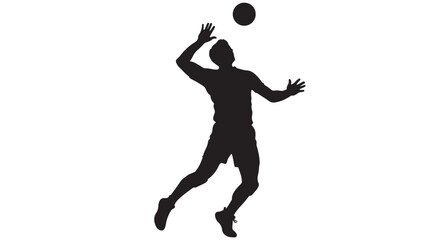 Obraz premium Volleyball player silhouette spiking the ball, vector illustration