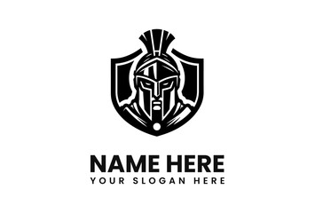 Powerful Spartan Warrior Logo Design with Shield.