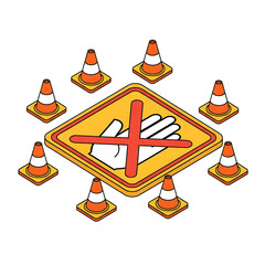 Construction zone with warning signs, symbolizing danger or restriction.