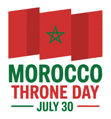 Morocco Throne Day Graphic with Waving Flag  July 30
